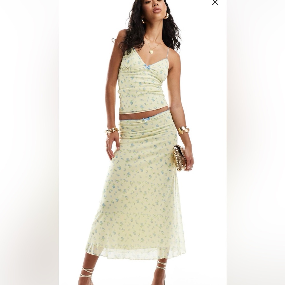 Asos design mesh midi set (top and skirt)